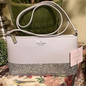 NWOT - Kate Spade Grey & Silver Crossbody Bag with Glitter Finish - Pristine!